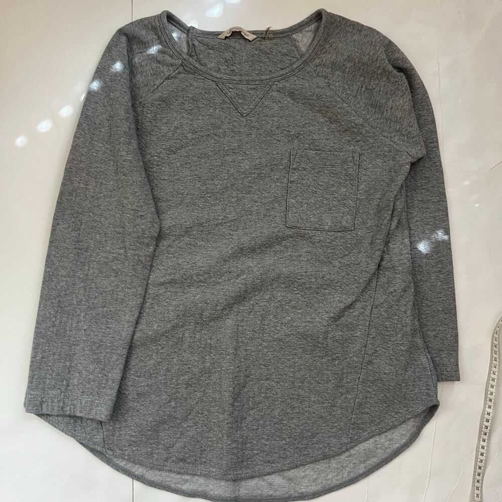 Soft Surroundings Women's Heather Raglan Long Sleeve Knit Top Gray Large